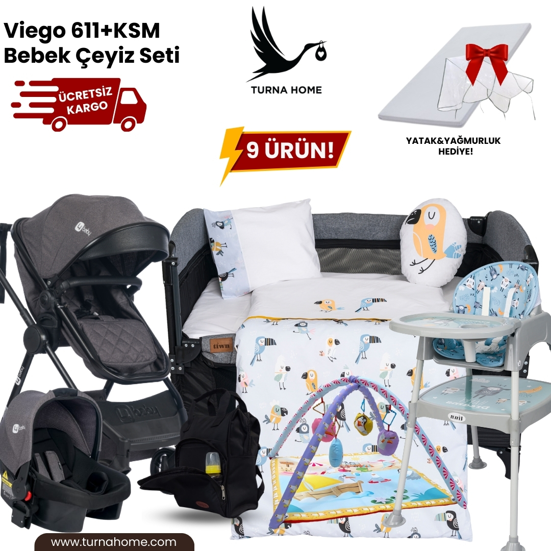 Viego%20611+KSM%20Bebek%20Çeyiz%20Seti%20-Antrasit