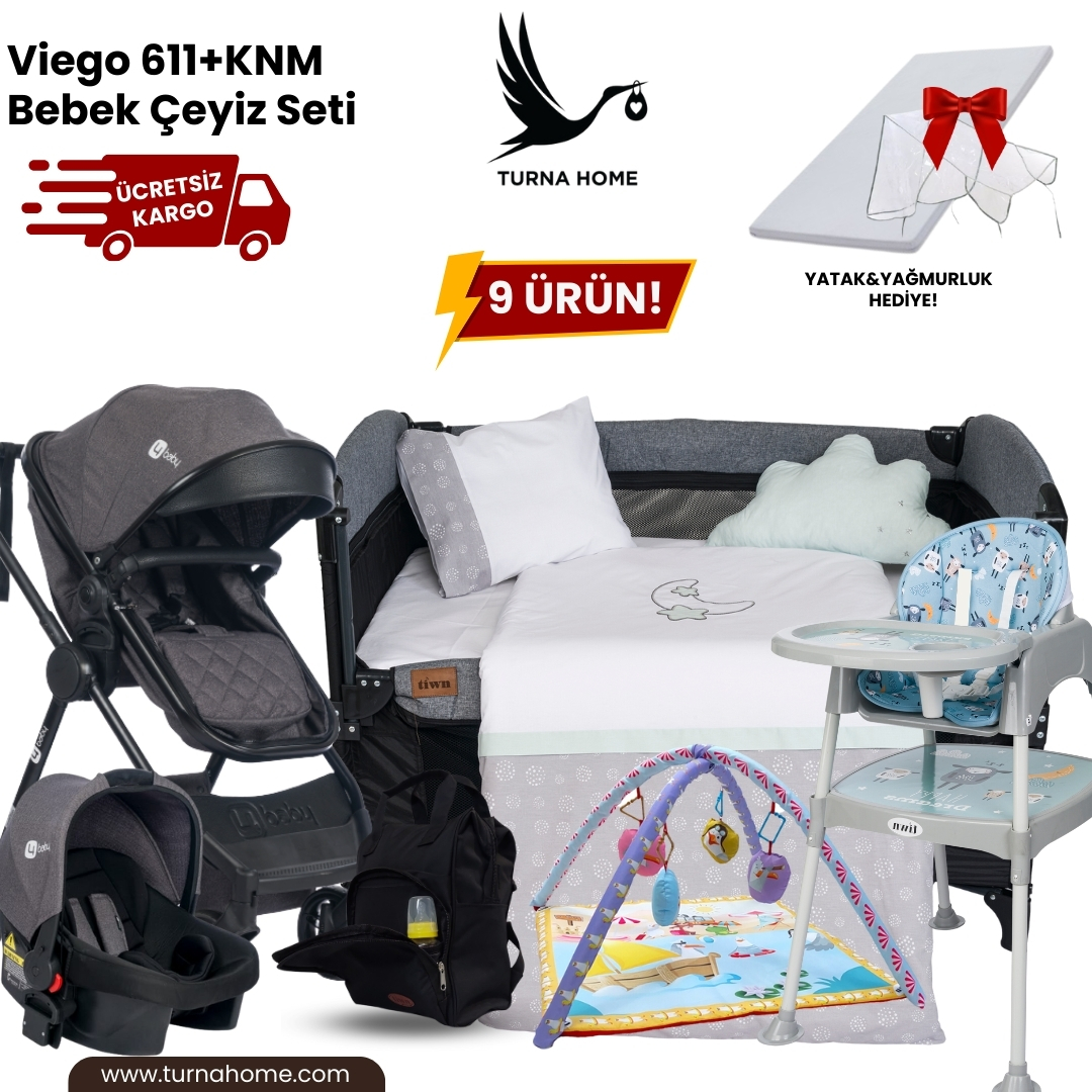 Viego%20611+KNM%20Bebek%20Çeyiz%20Seti%20-Antrasit