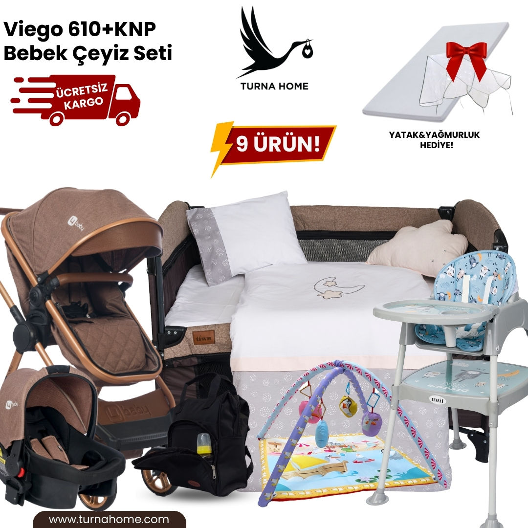 Viego%20610+KNP%20Bebek%20Çeyiz%20Seti%20-Kahverengi